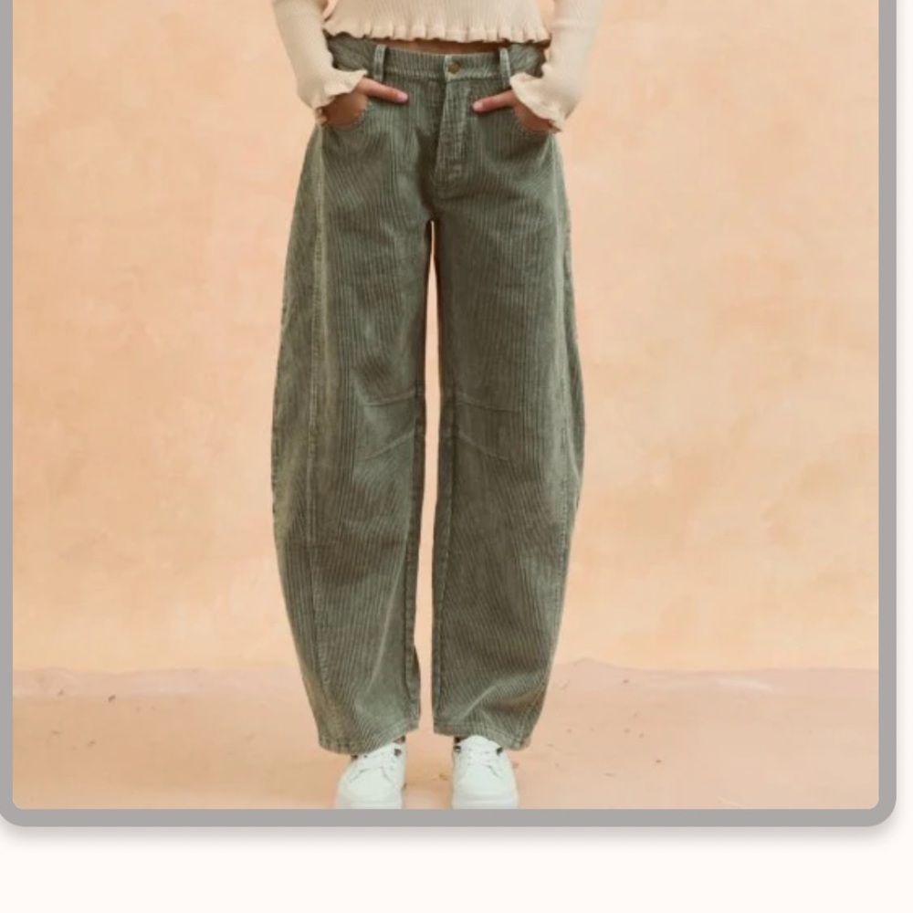 LovLov Stylish Corduroy Pants in Olive Green
